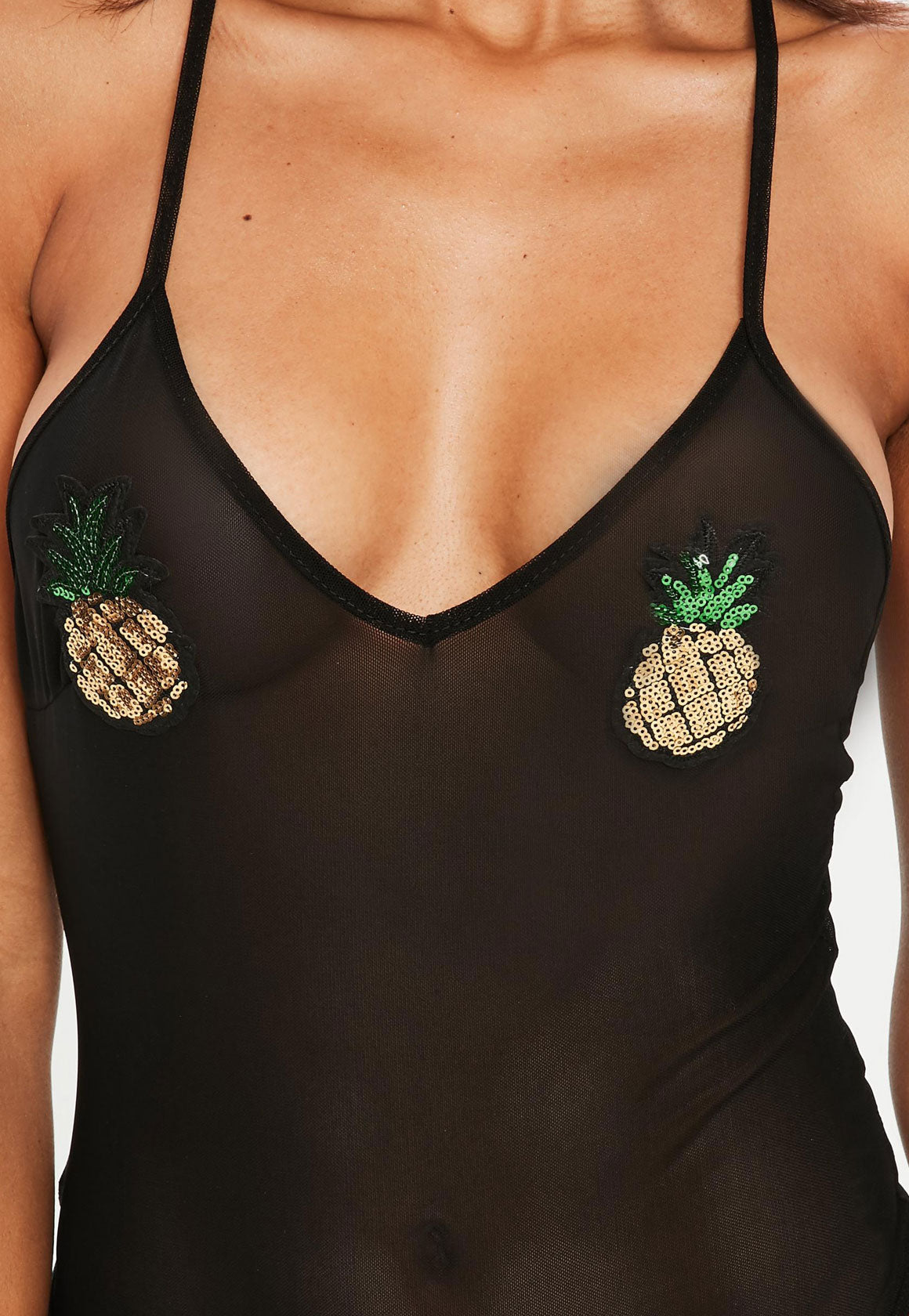 Black mesh pineapple swimsuit