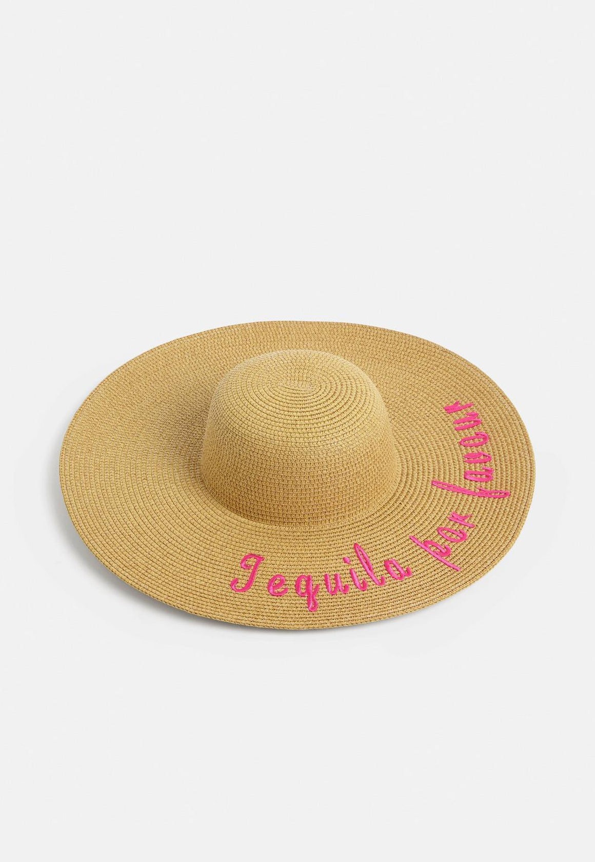Embroidered slogan straw hat